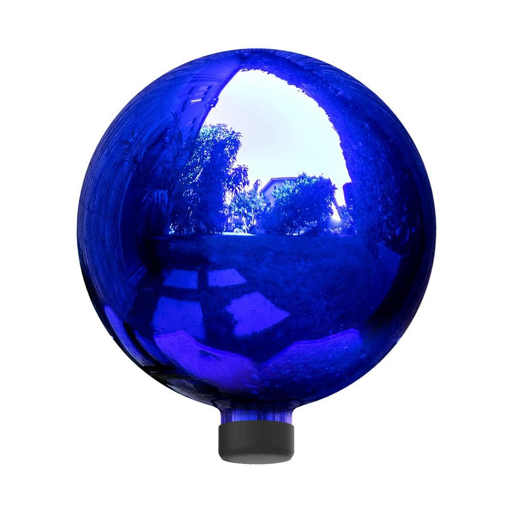 Alpine Corporation 10 in. Dia Indoor/Outdoor Glass Gazing Globe Festive Yard Decor, Blue GLB292BL