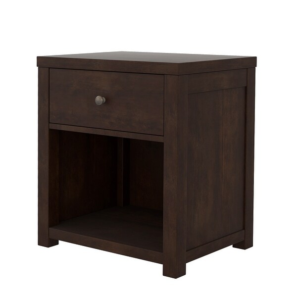 Vintage Aesthetic 1 Drawer Solid Wood Nightstand Sofa End Table In Rich Brown (Nightstand Of Freely Configurable Bedroom Sets)