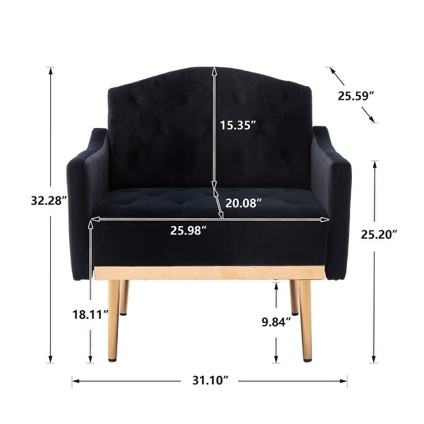 31.1'' Tufted Velvet Accent Chair Armchair for Living Room， European Style Leisure Single Sofa with Rose Golden Tapered Legs