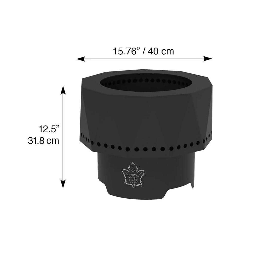 BLUE SKY OUTDOOR LIVING The Ridge NHL 15.7 in. x 12.5 in. Round Steel Wood Pellet Portable Fire Pit with Spark Screen, Poker Toronto Maple Leafs PFP1513-TML