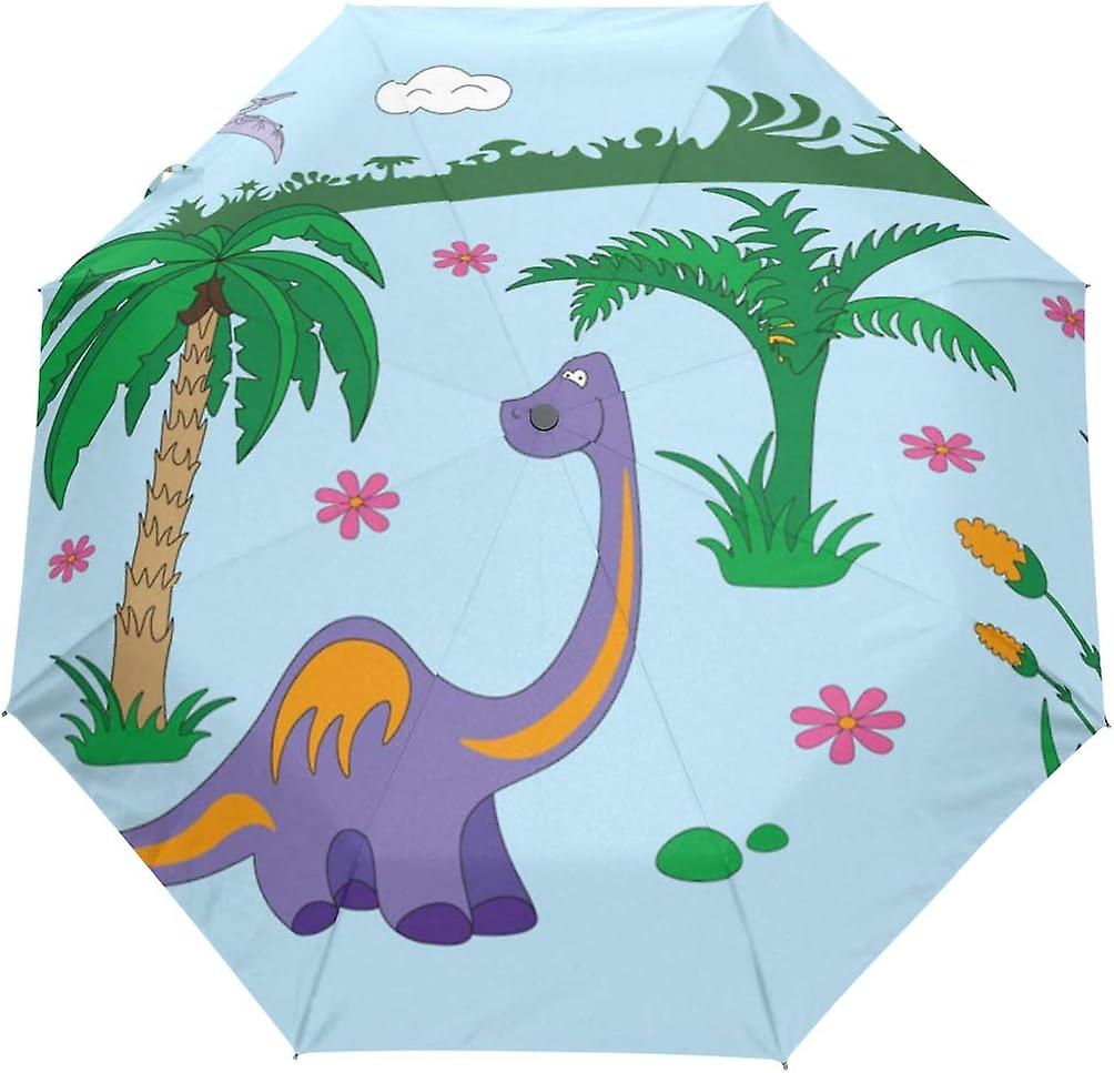 Travel Umbrella Automatic Windproof Foldable Umbrella Dinosaurs Forest World