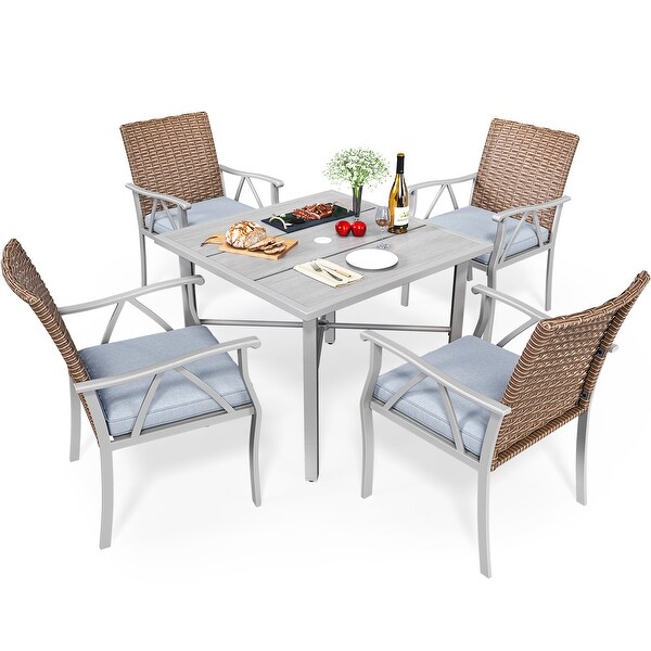 Moasis 5Piece Bistro Set Patio Wicker Swivel Conversation Chairs