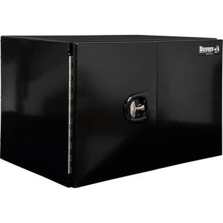 Buyers Products Company 24 in. x 24 in. x 48 in. Black Smooth Aluminum Underbody Truck Tool Box with Barn Door 1705840