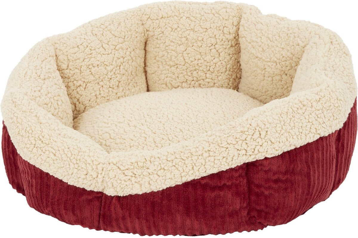 Aspen Pet Self-Warming Bolster Cat and Dog Bed， Warm Spice/Cream