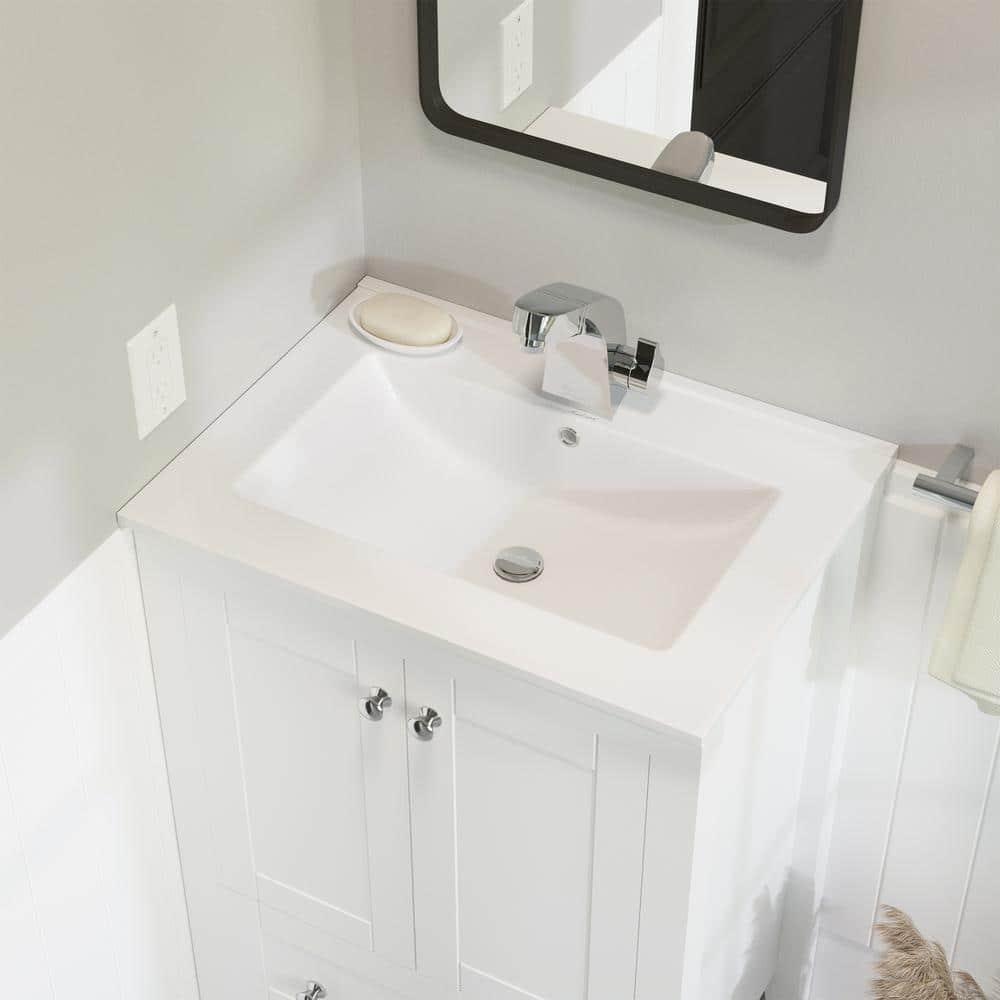 Swiss Madison 24 in Ceramic Single Faucet Hole Vanity Top in White with White Basin