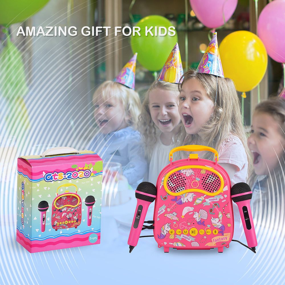 Kids Karaoke Machine with 2 Microphones for Girls Children Singing Machine Toddler Bt Karaoke Music Toy for Birthday