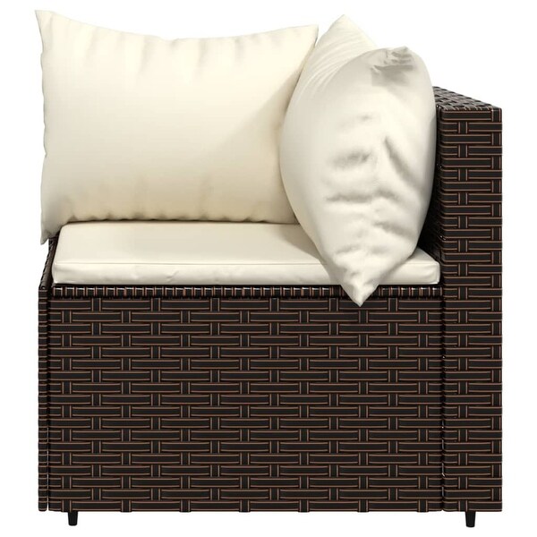 vidaXL Patio Lounge Set with Cushions Brown/Black/Gray Poly Rattan