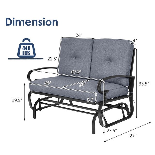 Costway 2Person Outdoor Swing Glider Chair Bench Loveseat Cushioned