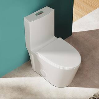 INSTER 1-piece 1.11.6 GPF Top Buttom Dual Flush Elongated Toilet in White Seat Included HDDZYNTL0005