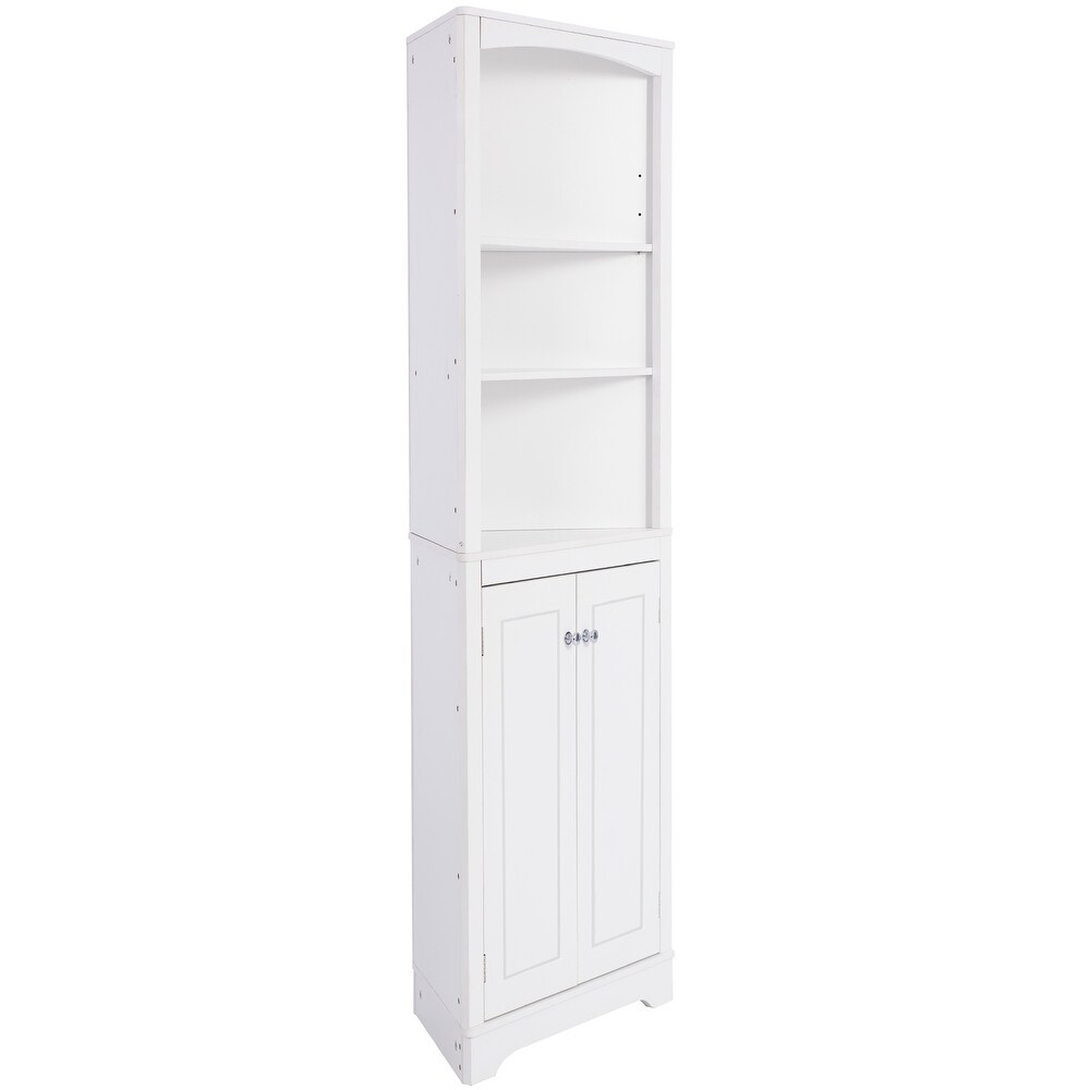 Freestanding Tall Corner Cabinet Bathroom Floor Storage Cabinet  White