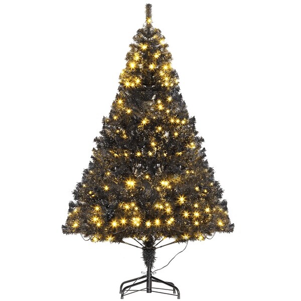 HOMCOM 6' Tall Prelit Christmas Tree Douglas Fir Artificial Christmas Tree with Realistic Branches，250 Warm White LED Lights