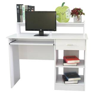 Winado 43.3 in. Modern E1 15MM Chipboard White Computer Desk 951228123593