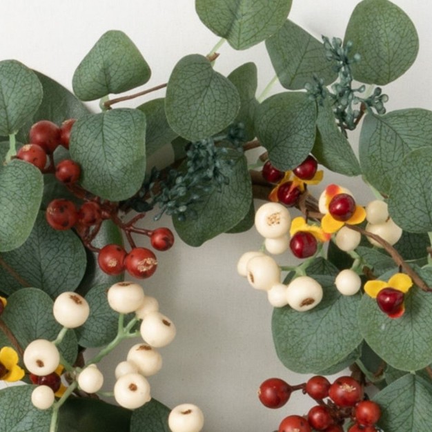 Sullivans Eucalyptus amp Berry Artificial Mini Wreath 13 quot h Green