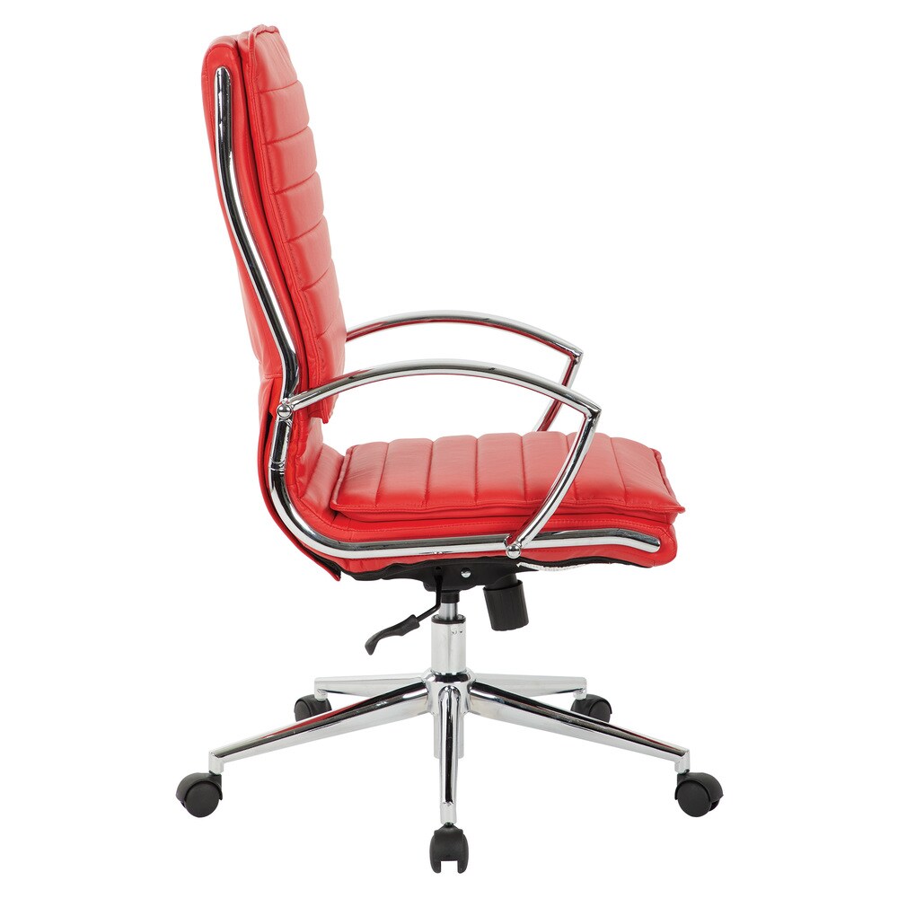 High Back Professional Managers Faux Leather Chair with Chrome Base and Removable Sleeves