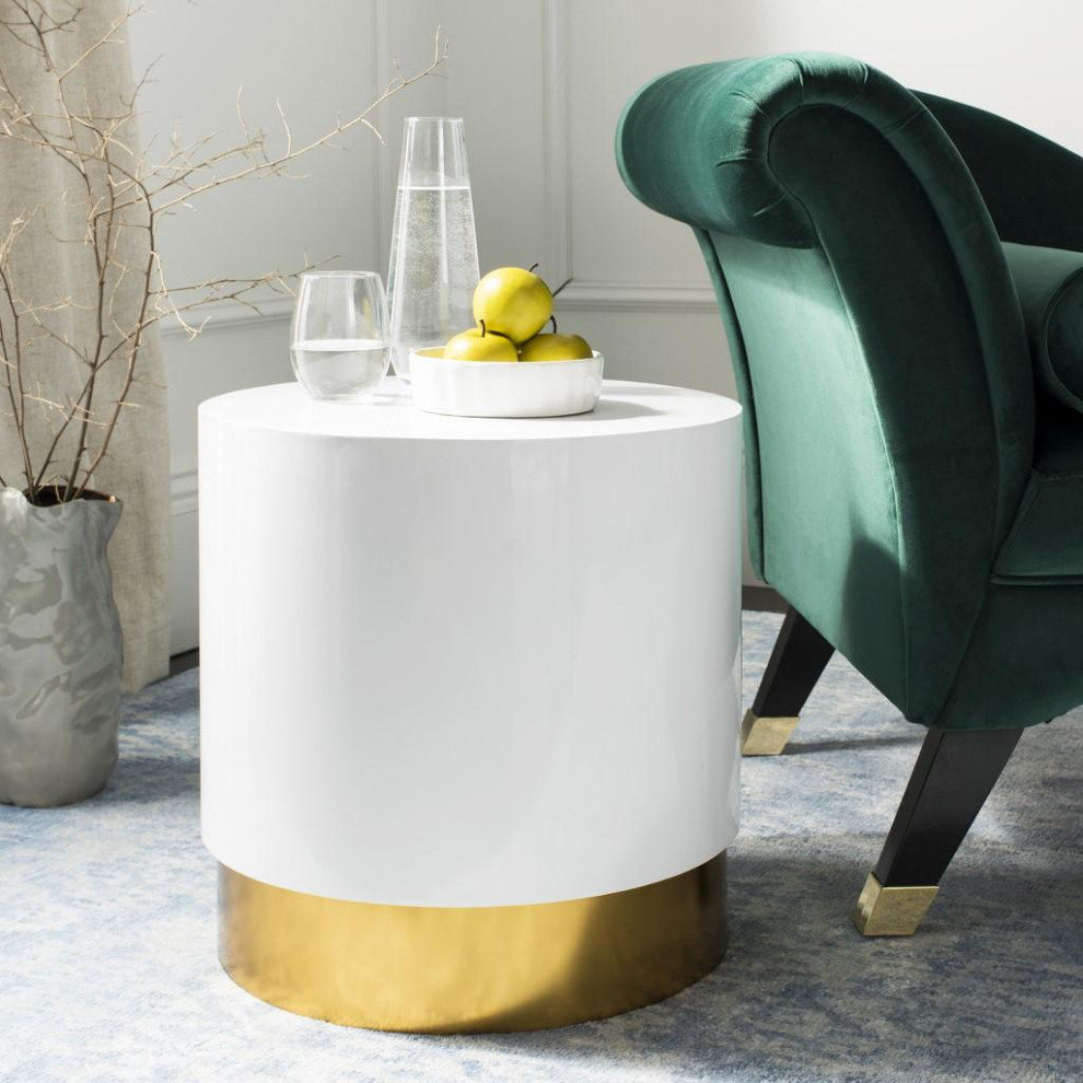 Paul Round Side Table White/Gold   Contemporary   Side Tables And End Tables   by AED Luxury Home Decor  Houzz