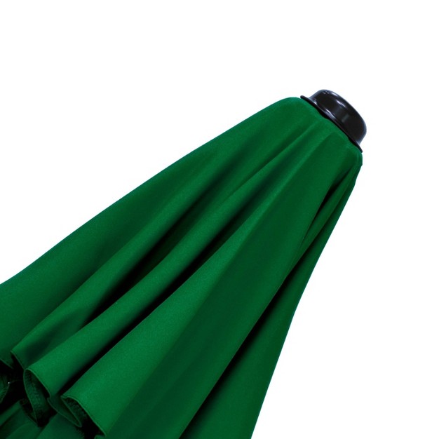 9 x27 X 9 x27 Steel Market Polyester Patio Umbrella With Crank Lift And Push button Tilt Hunter Green Astella