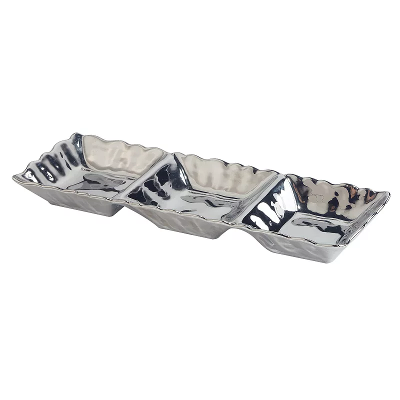 Certified International Silver Coast 3-Section Tray