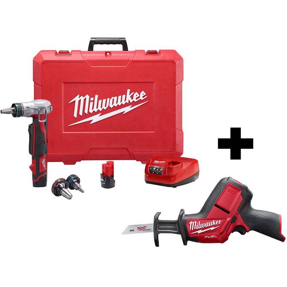 MW M12 12-Volt Lithium-Ion Cordless ProPEX Expansion Tool Kit with M12 FUEL HACKZALL Reciprocating Saw 2432-22-2520-20