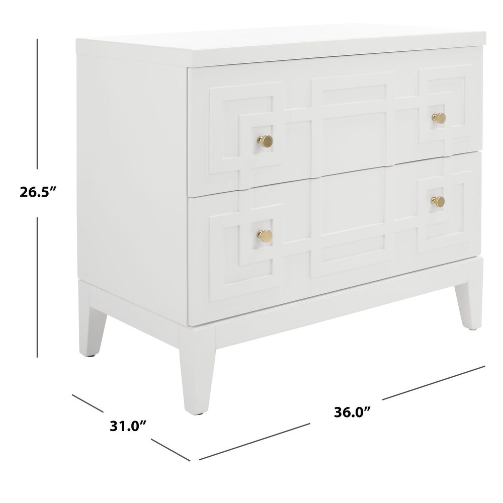 SAFAVIEH Luiza White/Gold 2 Drawer Nightstand