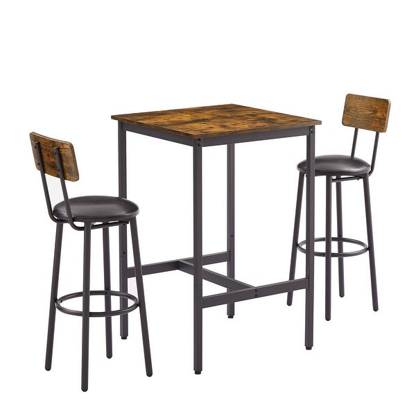 3-Piece Bar Table Set with Soft PU Seat， Square Table