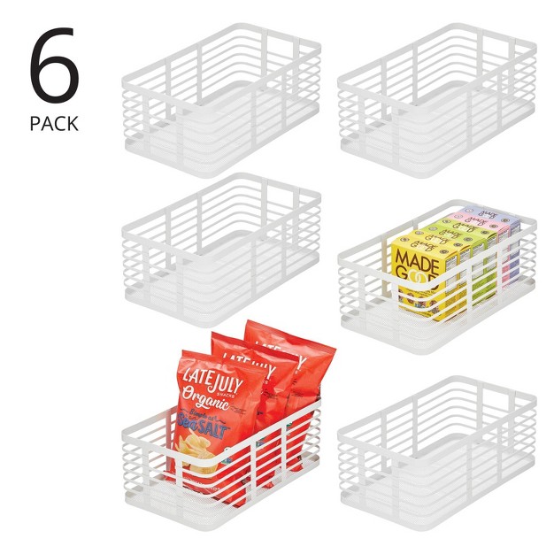 Mdesign Metal Wire Organizer Basket For Kitchen pantry 6 Pack Matte White