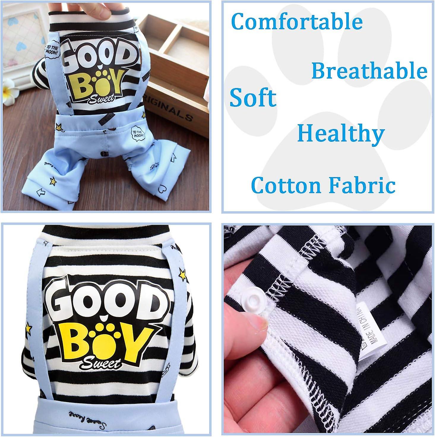 Dog Clothes Striped Onesie Puppy Shirt， Cute Dog Pajamas Bodysuit Coat Jumpsuit Overalls Soft Comfort Pjs Apparel Costume， Dog Outfit For Boy Girl l