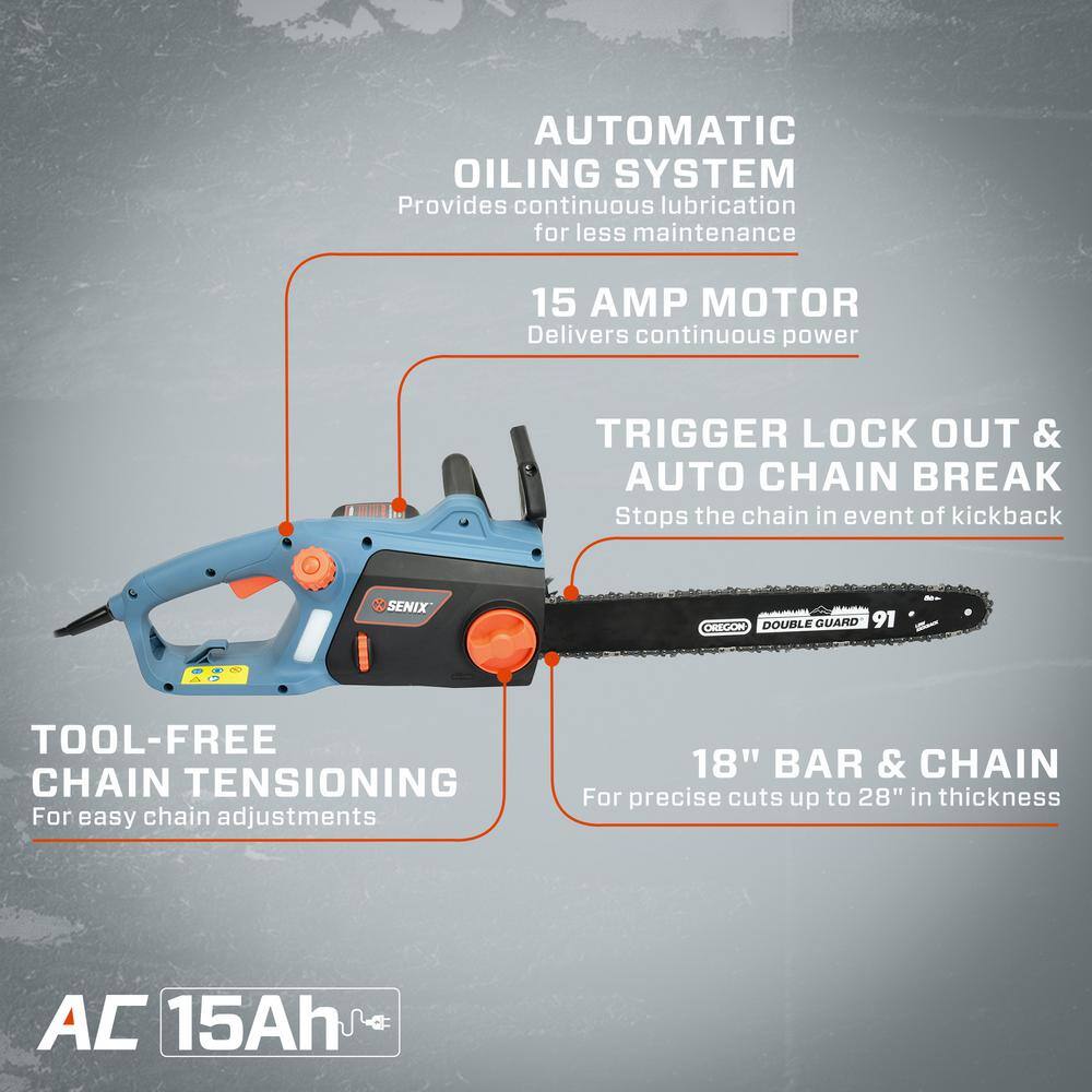 Senix 18 in. 15 Amp Electric Chainsaw CSE15-M