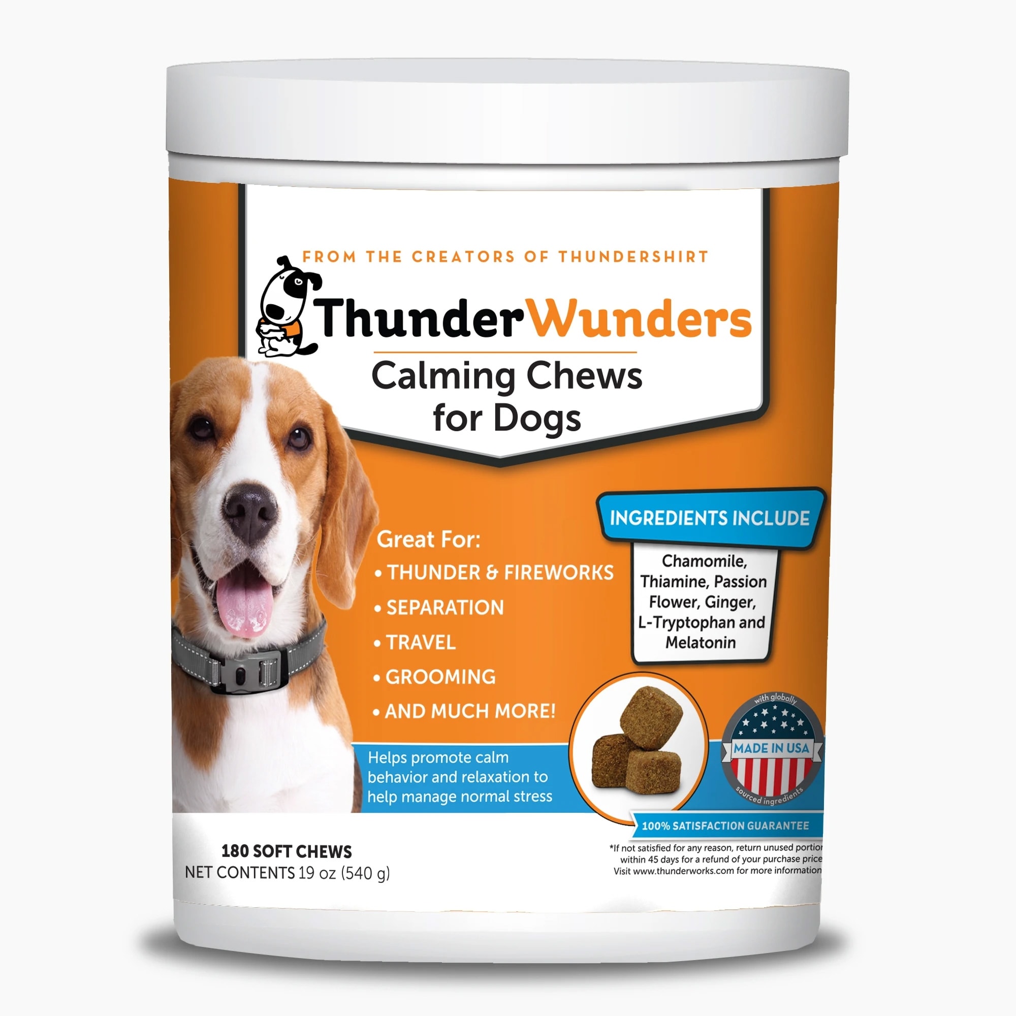 ThunderWorks ThunderWunder Calming Chews for Dogs， Count of 180