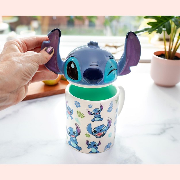 Silver Buffalo Disney Lilo amp Stitch Ceramic Mug With Sculpted Topper Holds 18 Ounces