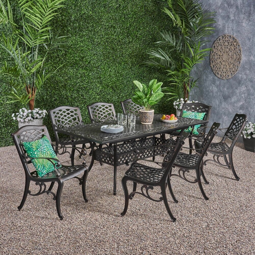 Phoenix Outdoor 8 seat Aluminum Dining Set by Christopher Knight Home