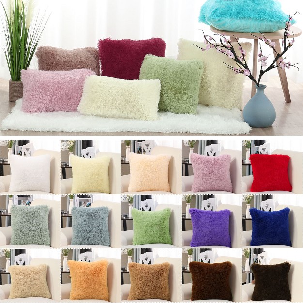 1 Pc Shaggy Faux Fur Decorative Plush Throw Pillow Cover Piccocasa