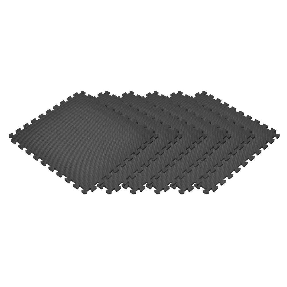 Norsk Black 24 in. x 24 in. x 0.47 in. Foam Interlocking Floor Mat (6-Pack) 240447