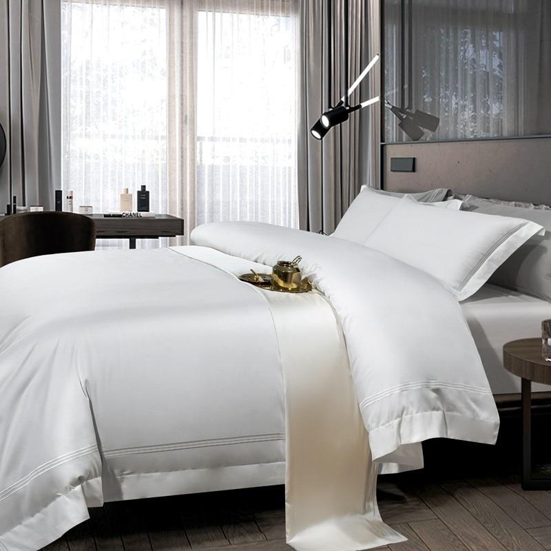 Miriam Three-Line Embroidered Egyptian Cotton Duvet Cover Set