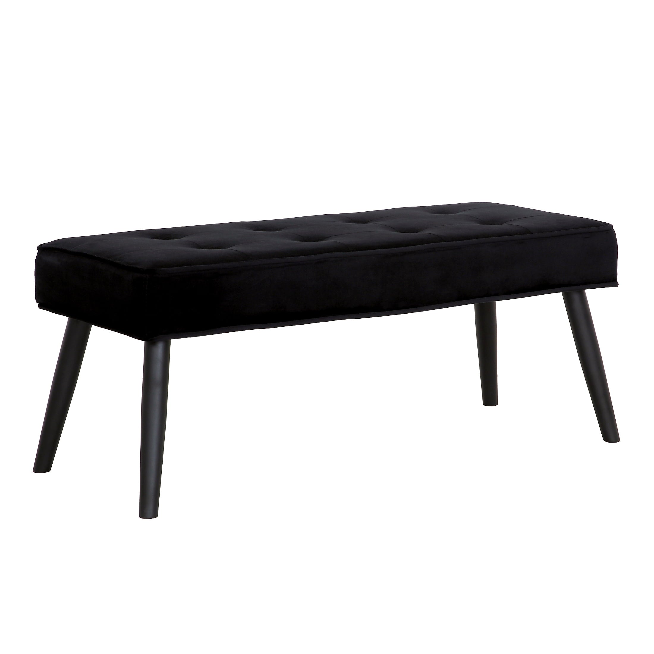 WestinTrends Velvet Tufted Bedroom Bench for Living Room & Entryway Furniture, Black