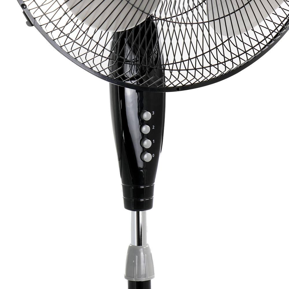 Holmes 16 in. Oscillating Blade Stand Pedestal Fan with Metal Grill in Black 985118514M