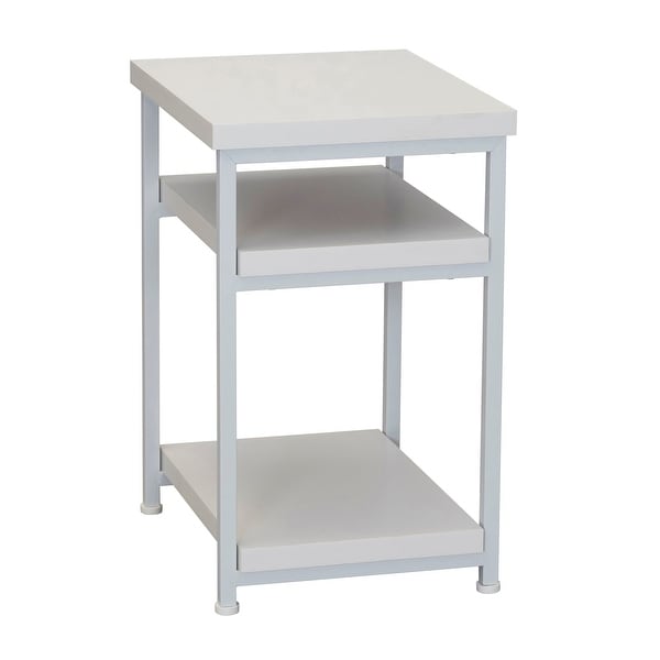 Side Table with Storage， Small Side Table with Three Storage Shelves， High-Quality Engineered Wood with Metal Frame.