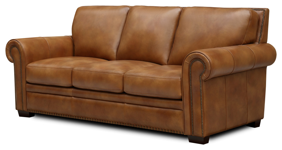 Toulouse Top Grain Leather Sofa   Transitional   Sofas   by Hello Sofa Home  Houzz