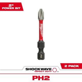 MW SHOCKWAVE Impact Duty 2 in. Phillips #2 Alloy Steel Screw Driver Bit (2-Pack) 48-32-4962