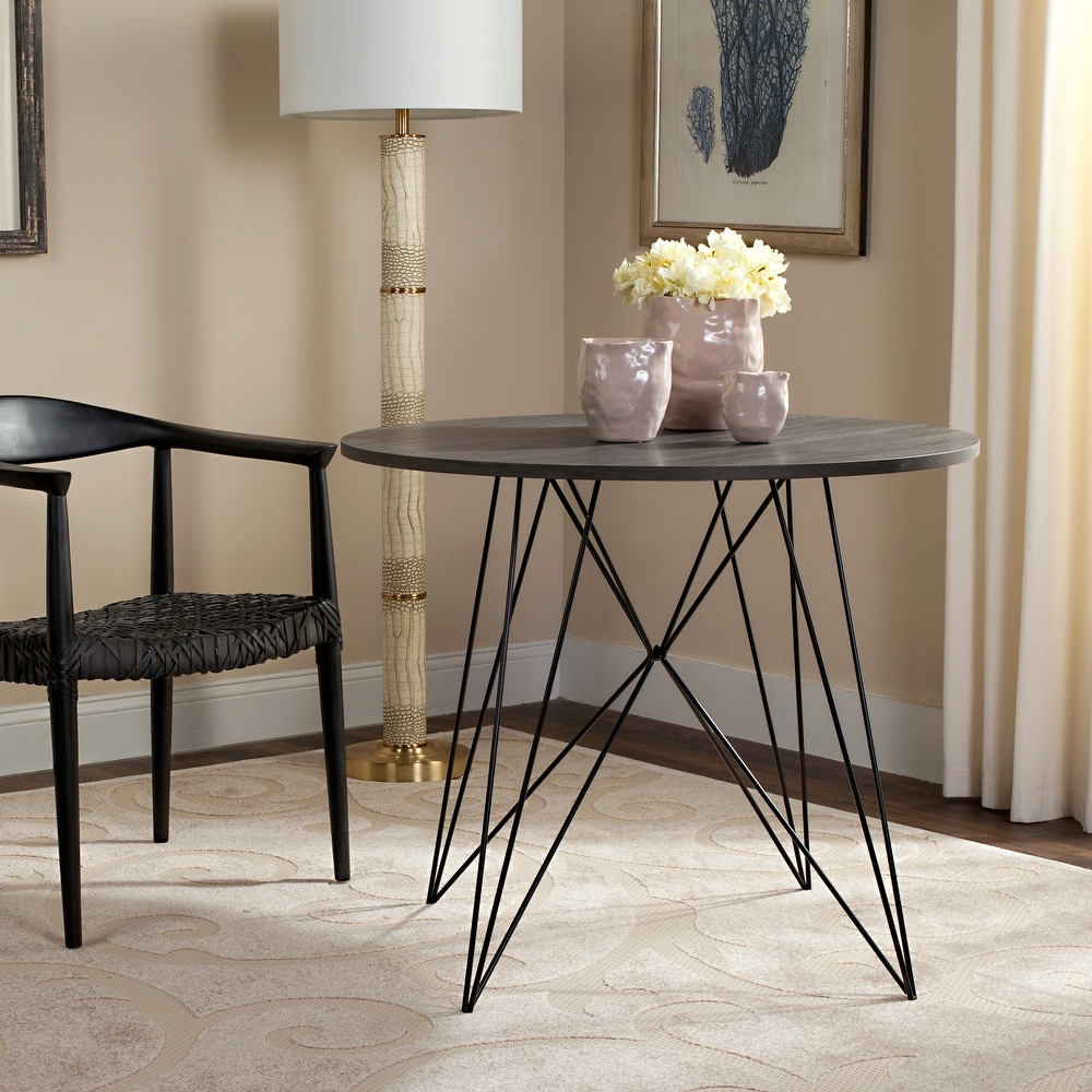 SAFAVIEH Marino Dark Grey / Black Round Dining Table   35.4\