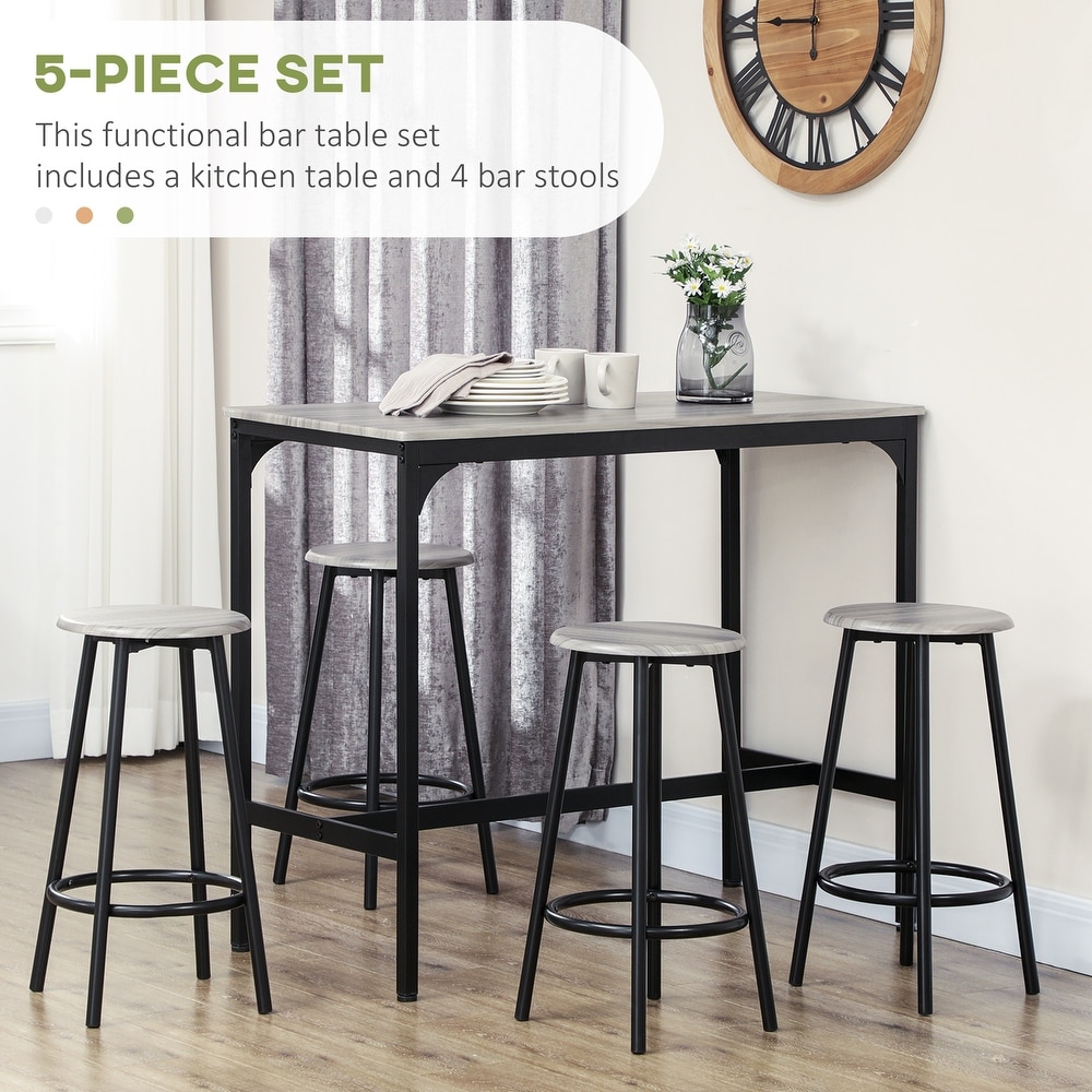 HOMCOM 5 Piece Counter Height Bar Table and Chairs Set