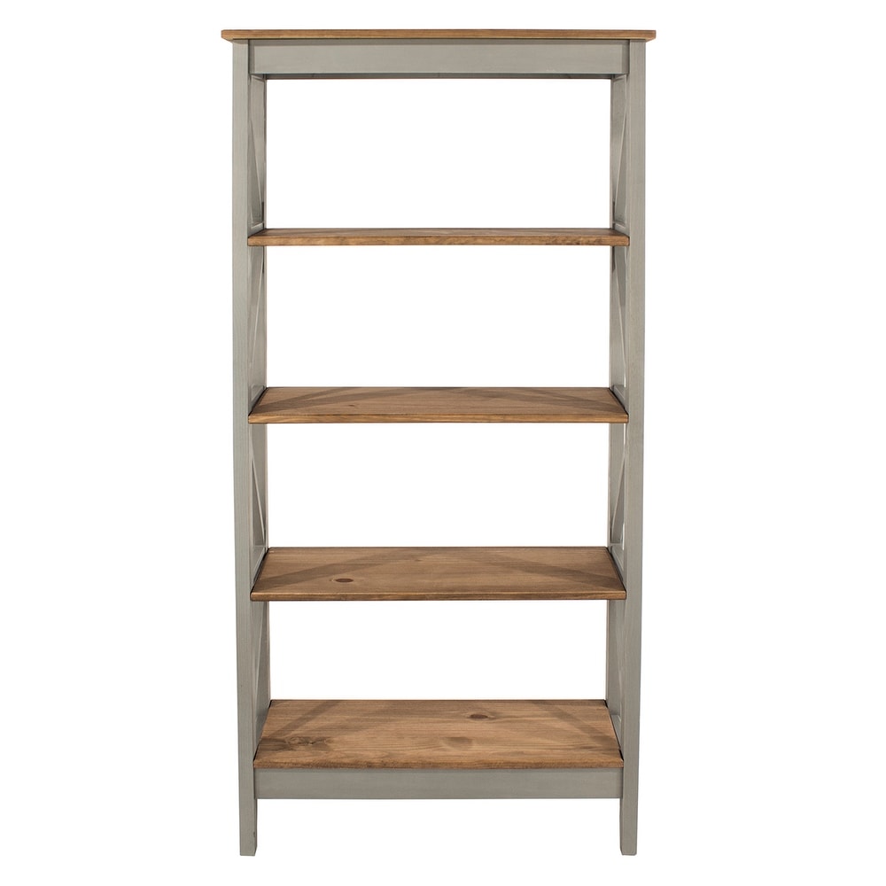 Wood Shelf Unit 5 Tier Corona Gray  Furniture Dash
