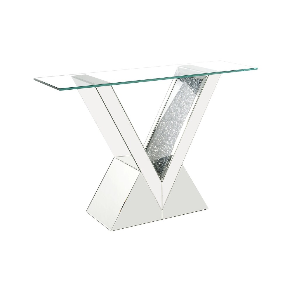 ACME Noralie Rectangular Console Table in Clear and Mirrored