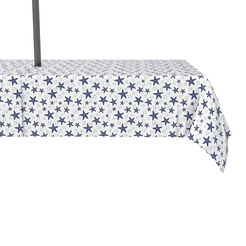 Water Repellent， Outdoor， 100% Polyester， 60x120， Navy Starfish and Swirls