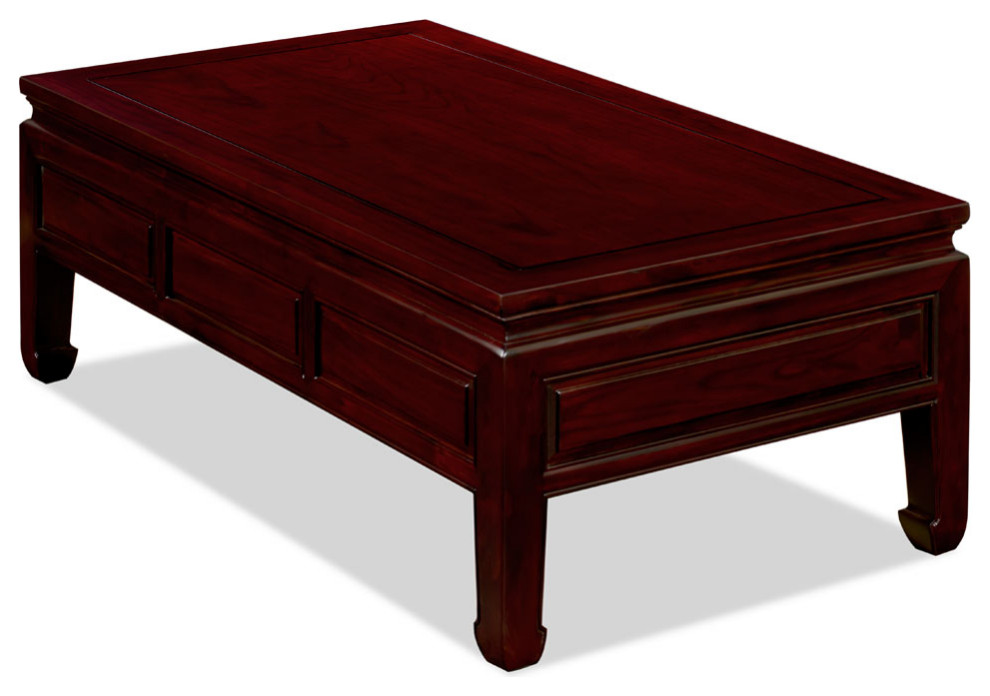 Dark Cherry Elmwood Rectangular Chinese Ming Coffee Table Three Drawers   Asian   Coffee Tables   by China Furniture and Arts  Houzz