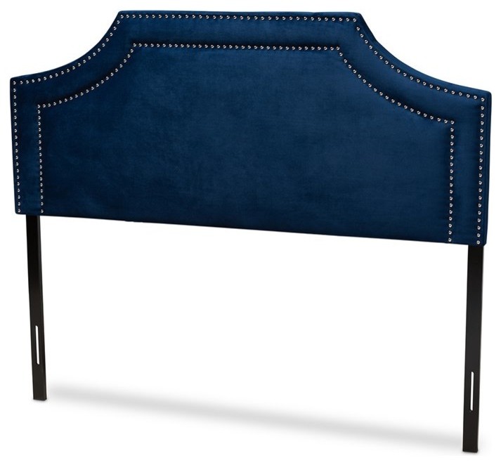 Baxton Studio Avignon Velvet and Wood Full Headboard in Navy Blue   Contemporary   Headboards   by Fratantoni Lifestyles  Houzz