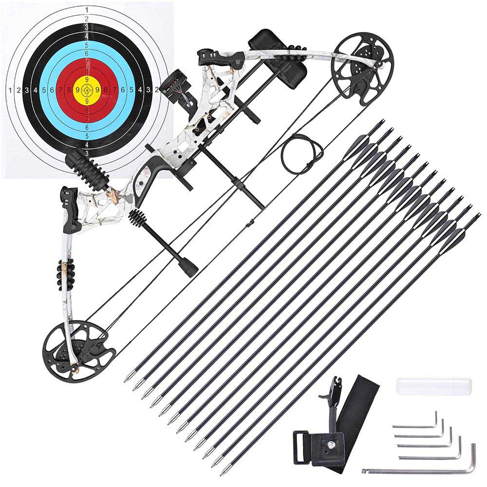 Yescom Archery Compound Bow Kit & 12 Carbon Arrows Fishing Bow