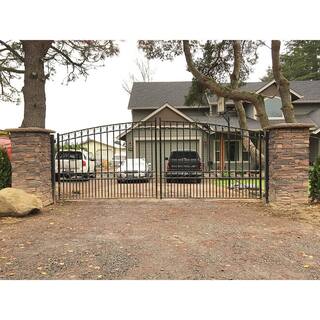 ALEKO Paris Style 12 ft. x 6 ft. Black Steel Dual Swing Driveway Fence Gate DG12PARD-HD