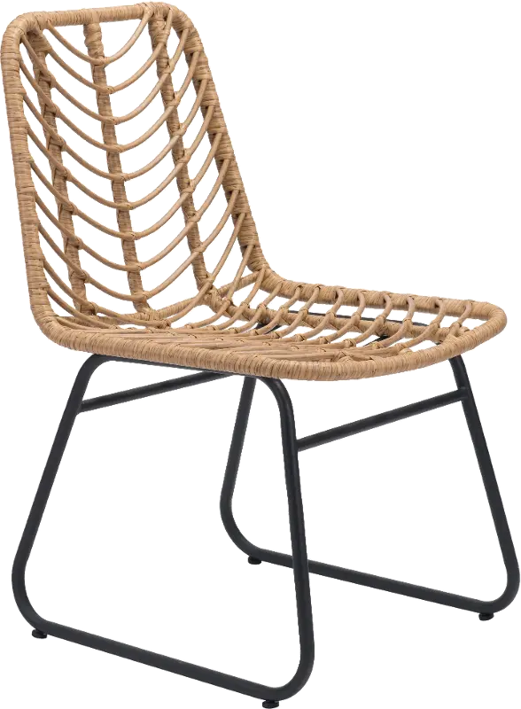 Pair of Modern Natural Patio Dining Chairs - Laporte