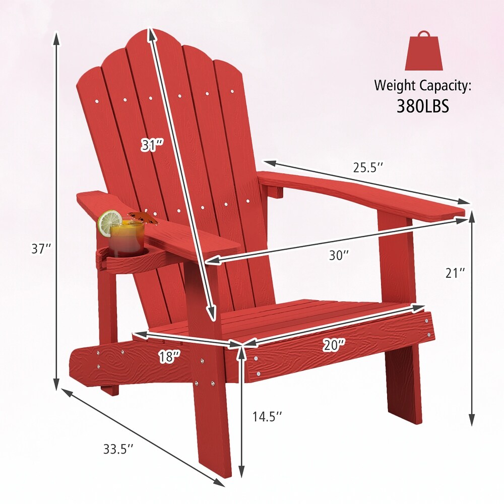 Gymax Patio HIPS Outdoor Weather Resistant Slatted Chair Adirondack