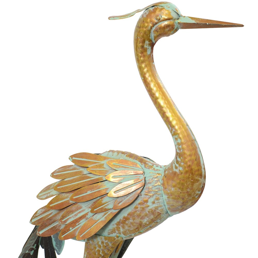 Sunnydaze Elegant Golden Crane Metal Outdoor Garden Statue   2 Statues